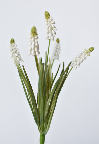 12.5" Faux White Muscari Bush Grape Hyacinth