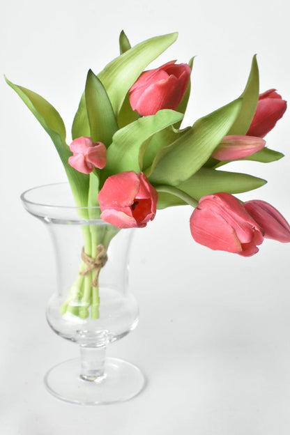 Faux Real Touch Dark Pink Tulip Stem Bundle 11.75 Inch - Artificial Tulips Set of 7