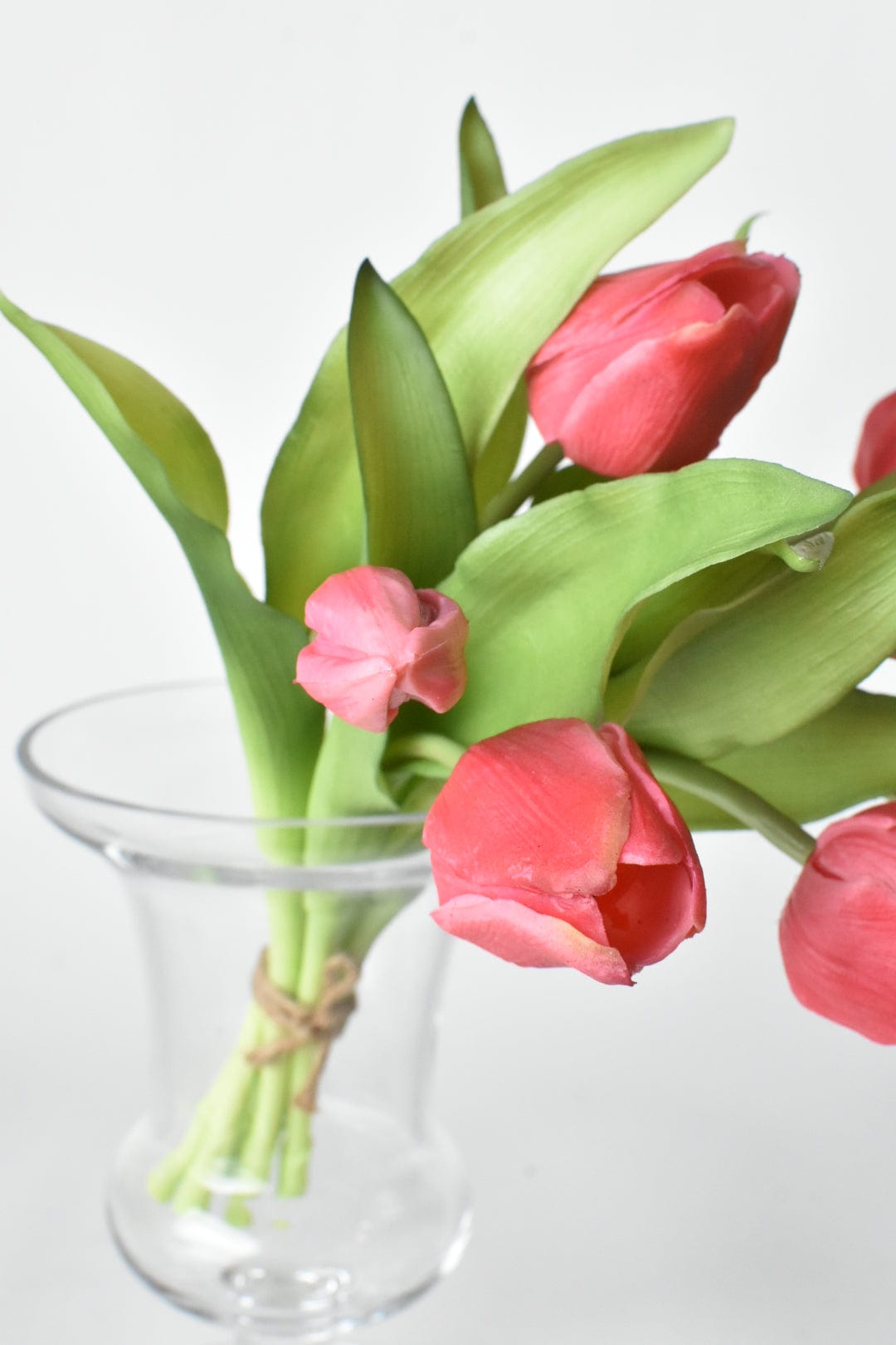 Faux Real Touch Dark Pink Tulip Stem Bundle 11.75 Inch - Artificial Tulips Set of 7