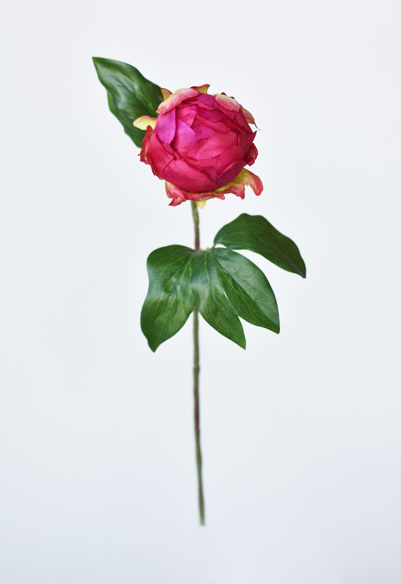 18" Faux Peony Bud Stem Fuchsia