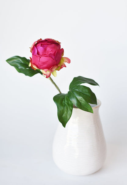 18" Faux Peony Bud Stem Fuchsia
