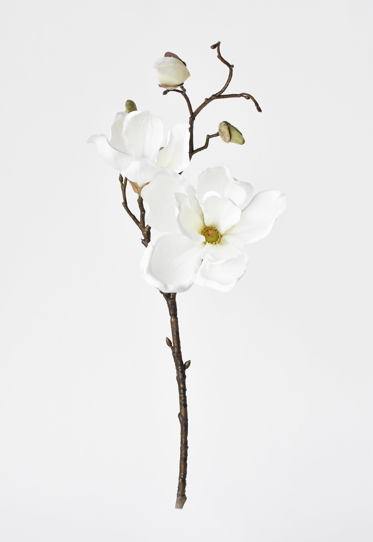 19" Faux Magnolia Stem White