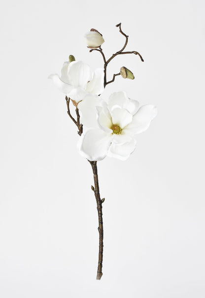 19" Faux Magnolia Stem White