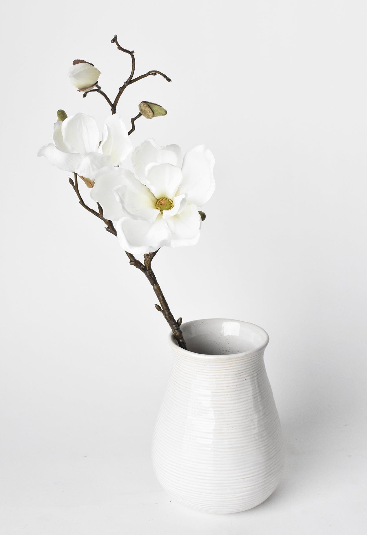 19" Faux Magnolia Stem White