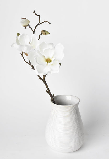19" Faux Magnolia Stem White