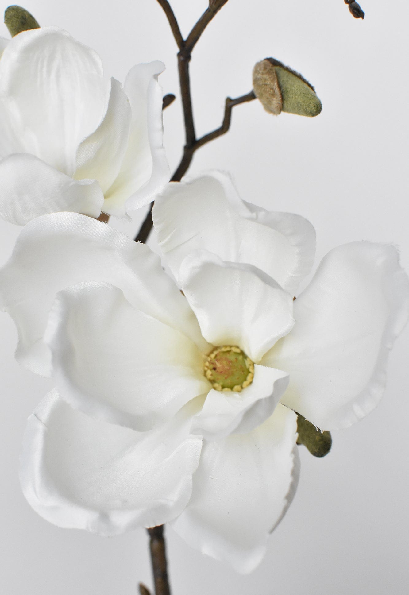 19" Faux Magnolia Stem White