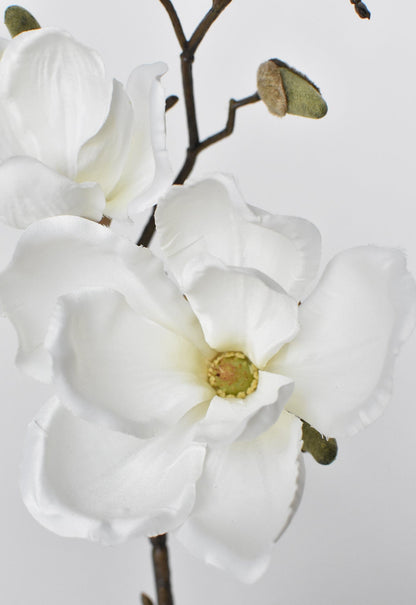 19" Faux Magnolia Stem White