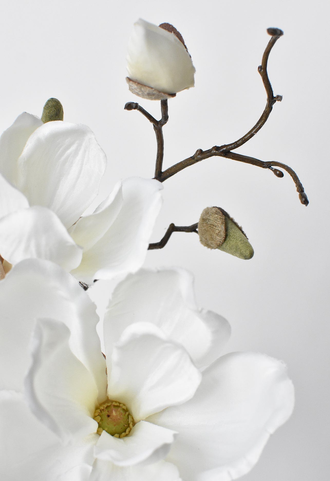 19" Faux Magnolia Stem White