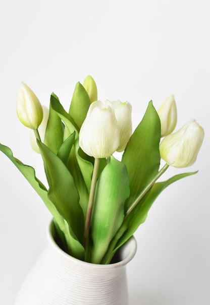 11.75" Faux Real Touch White Tulip Stem Bundle