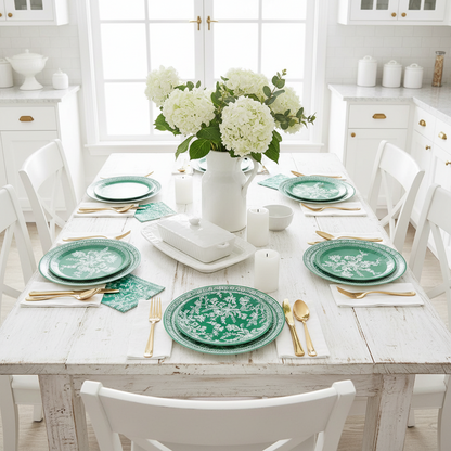 Emerald Toile Small Paper Plates - Dessert