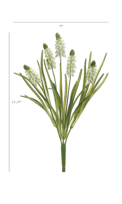 12.5" Faux White Muscari Bush Grape Hyacinth