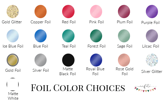 Discover the perfect foil color for your celebration with our premium foil color options photo. Matte black, gold, silver, rose gold, and more. #PremiumFoilColors #CelebrationInspiration #EnFete