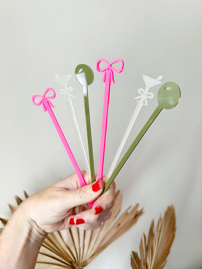 Martinis and Bows Stir Stick Set