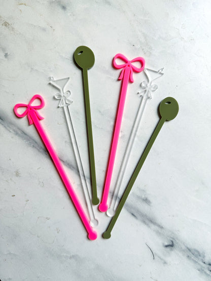 Martinis and Bows Stir Stick Set