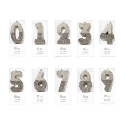 Number 5 Birthday Candle - Silver Glitter | Cake Topper