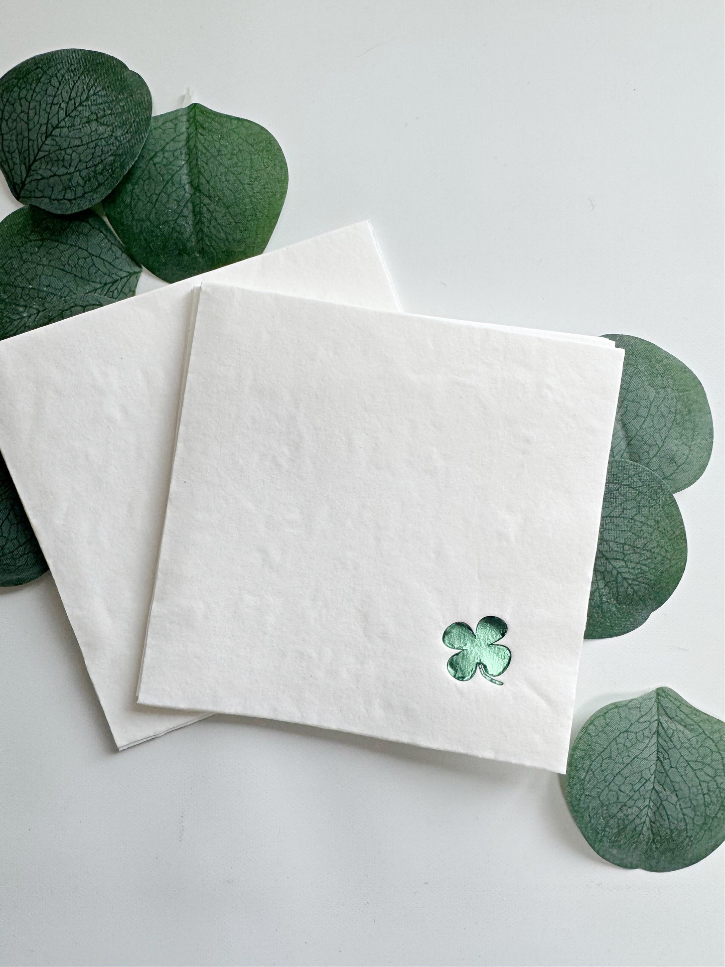 Simple Shamrock Cocktail Napkins Green Foil - St. Patrick's Day Party Napkins Set of 16