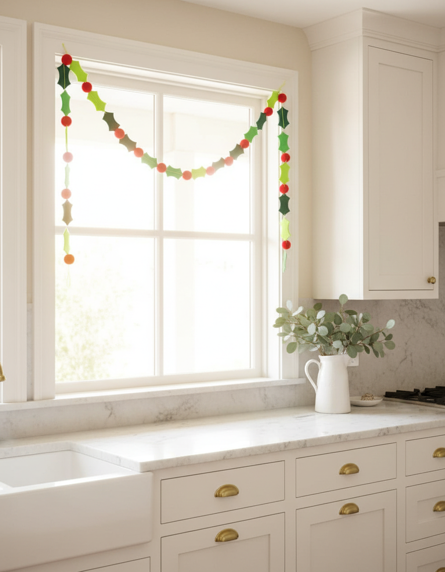 Holly Felt Christmas Banner