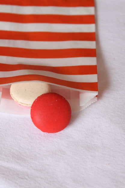 Red and white striped treat bags