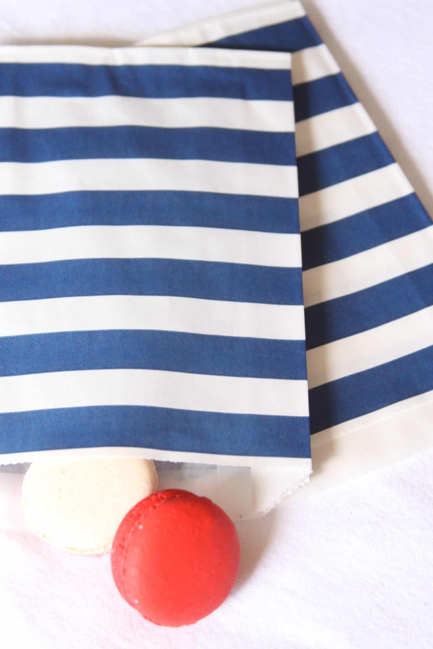 Navy Striped popcorn bags