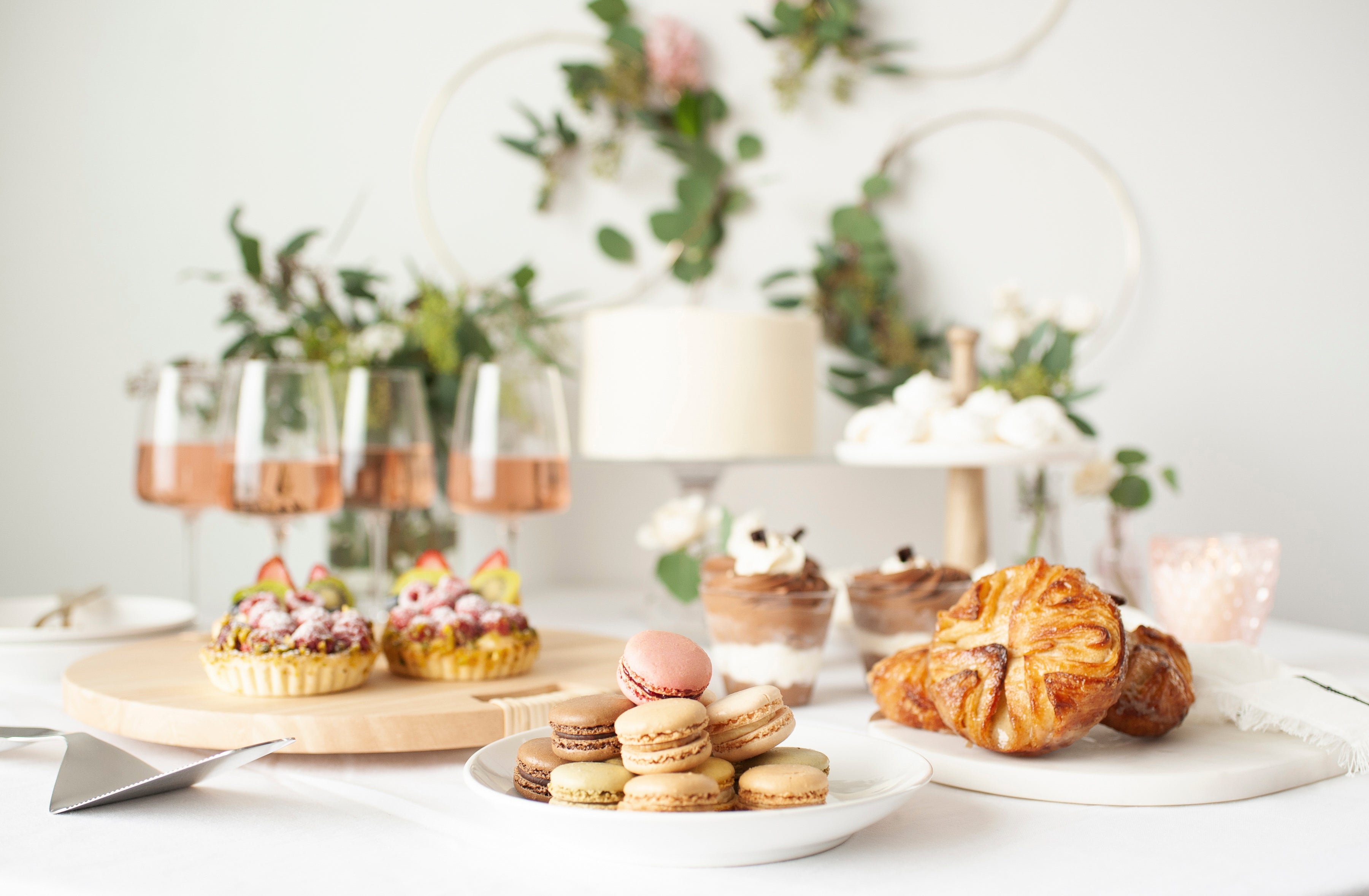 Elegant pastry table with designer cocktail napkins, party supplies, and entertaining inspiration for baby showers, bridal showers, birthdays, weddings, holidays, and meaningful gatherings.