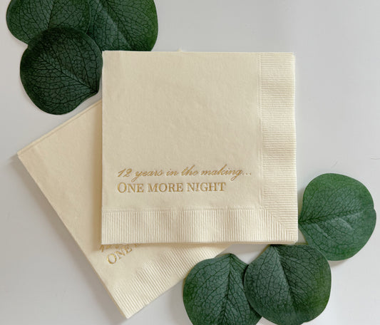 Rehearsal Dinner Cocktail Napkins – Personalized “One More Night” & Wedding Welcome