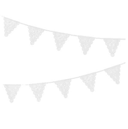 Add a touch of elegance and sophistication to your party decor with our intricate White Paper Lace Bunting. Perfect for baby showers, weddings, or bridal showers, this bunting is sure to impress with its delicate cutout details that give the impression of real lace.