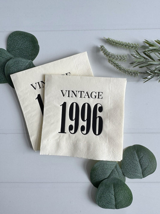 Ivory Cocktail Napkins, 16 Pack – Vintage 1996 30th Birthday | EnFete Original