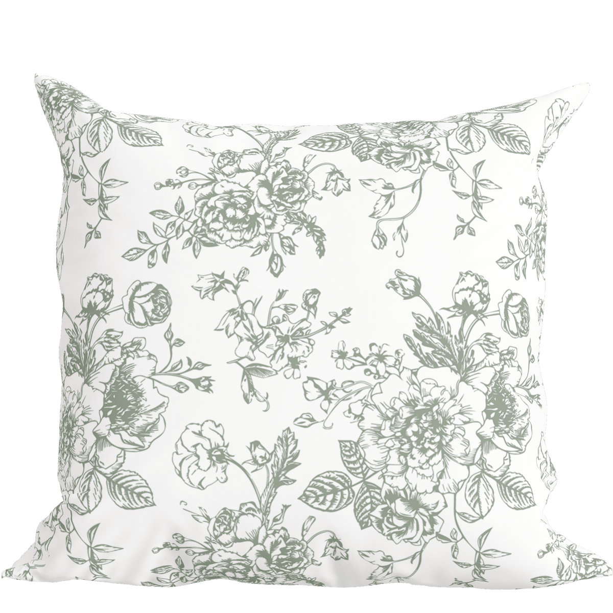 Green Floral Toile Pillow in Rosecrest | EnFete Party