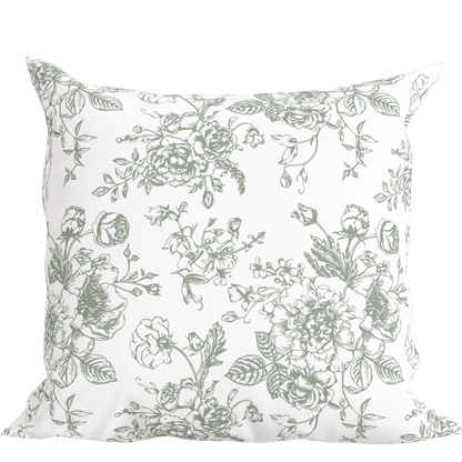 Green Floral Toile Pillow in Rosecrest | EnFete Party
