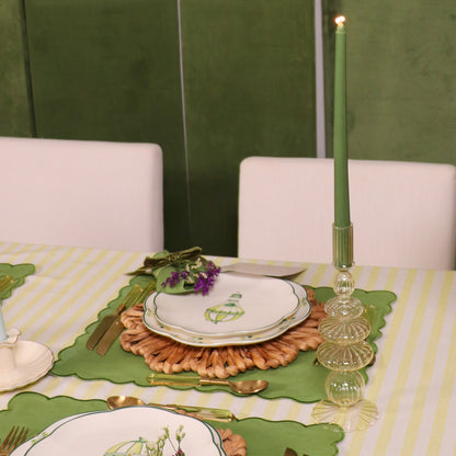 Pine Green Taper Candles 12 Inch Extra Tall - Unscented Dinner Candles Set of 24