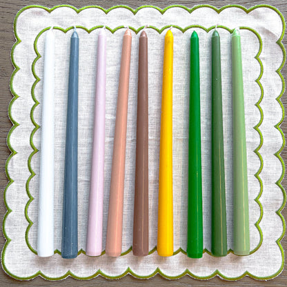 Pine Green Taper Candles 12 Inch Extra Tall - Unscented Dinner Candles Set of 24