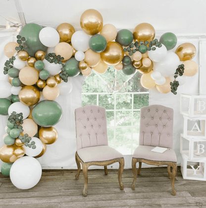 Sage, Gold & White Balloon Garland