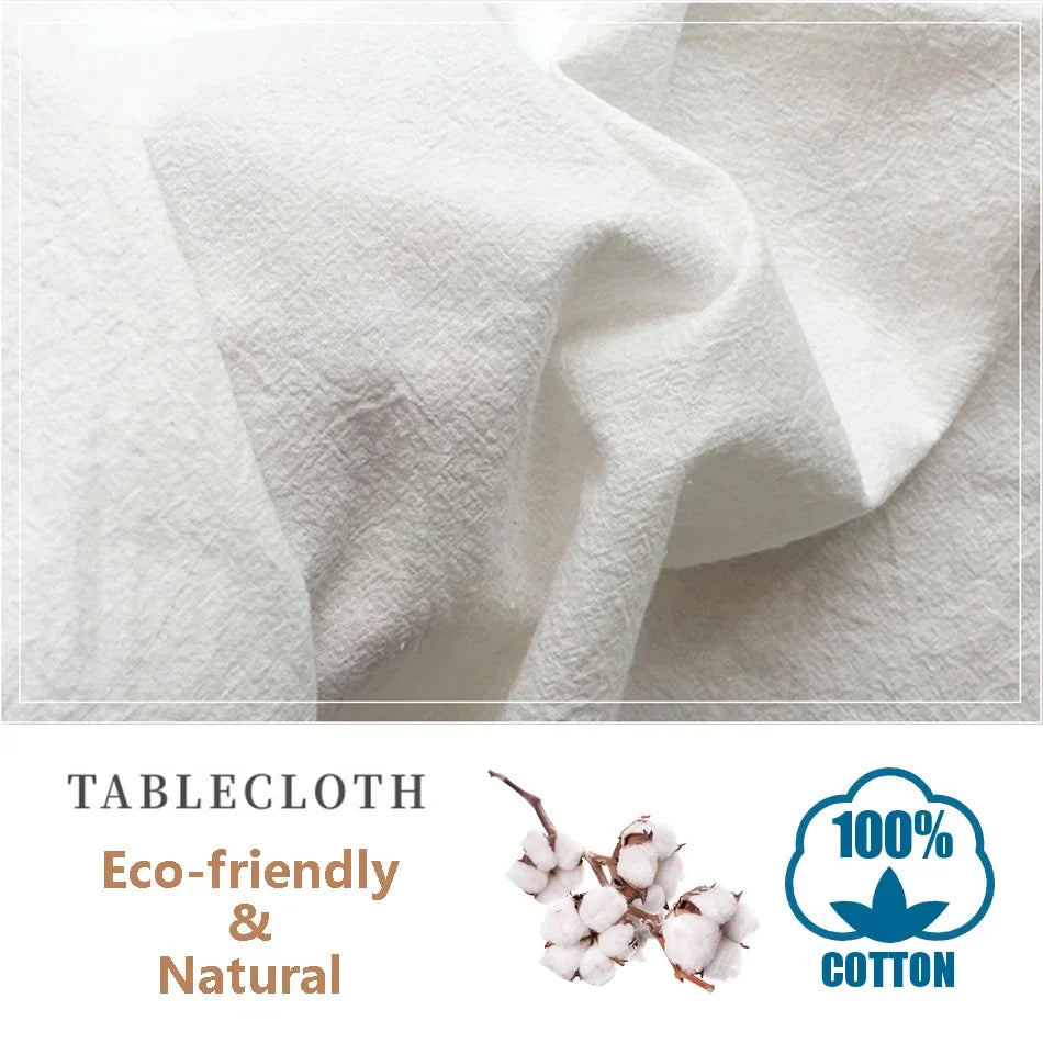 Luxurious Cotton Tablecloth Ruffled Edge - Progressive Dinner Home Entertaining Hospitality Table Linen