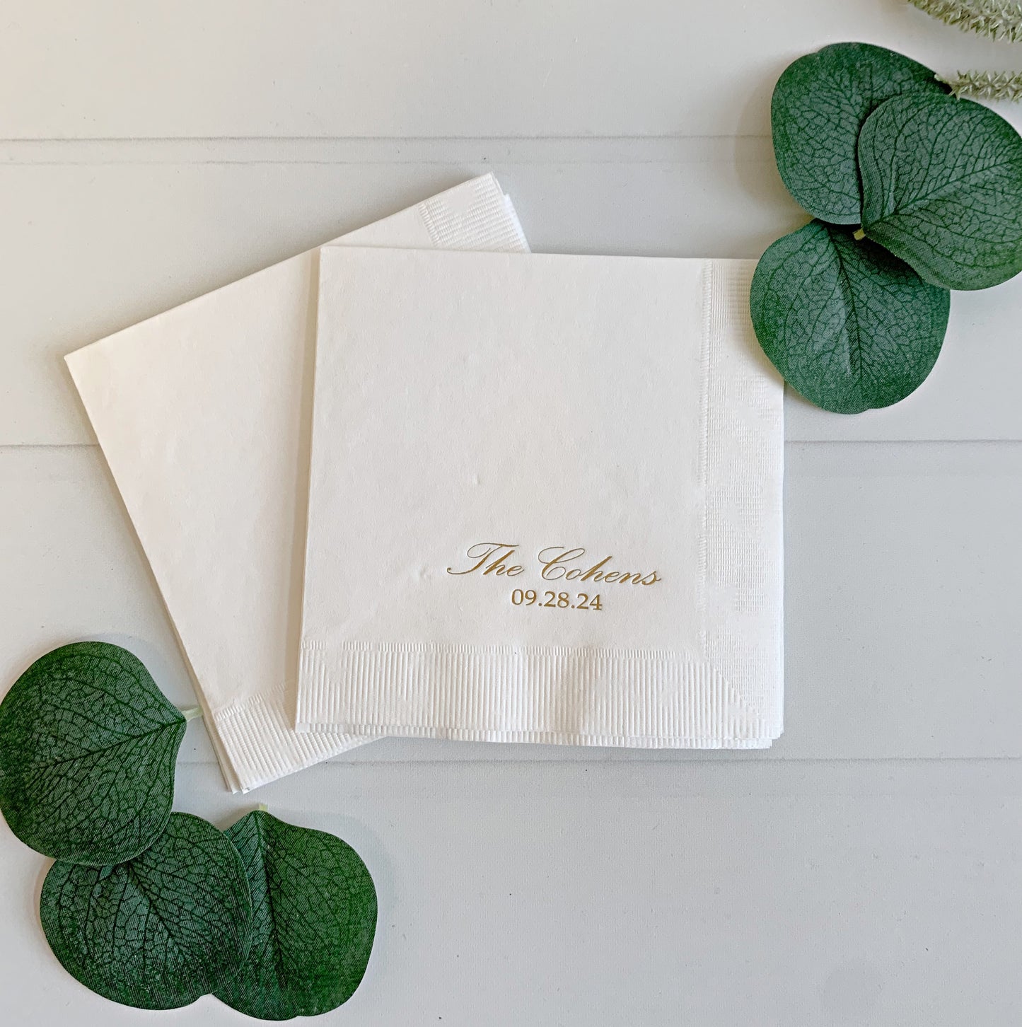 Personalized Wedding Reception Cocktail Napkins - Last Name & Date