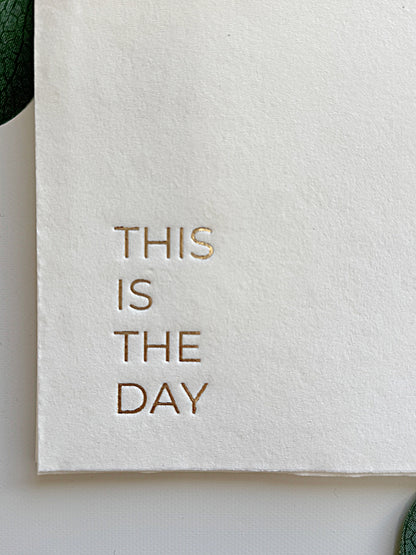 This is the Day Gold Foil Cocktail Napkins - Christian Wedding & Baptism Party Supplies