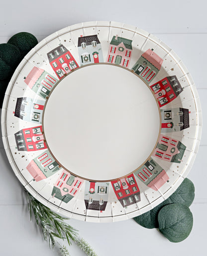 Village Christmas Round Plates