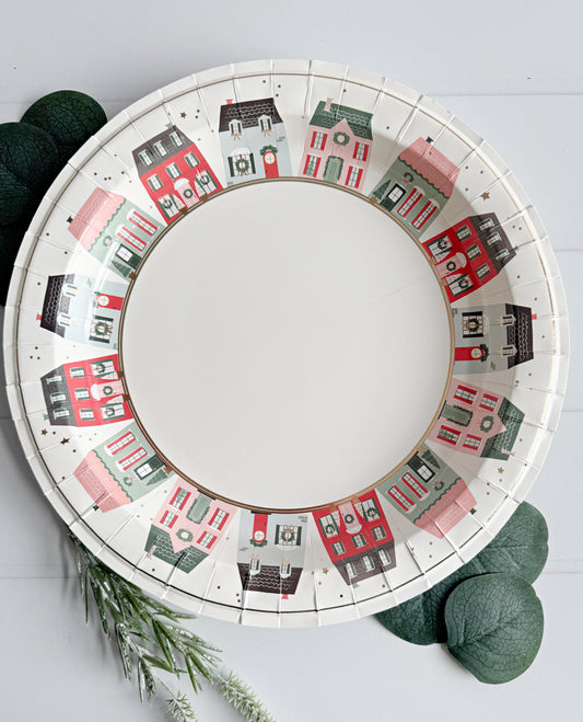 Village Christmas Round Plates