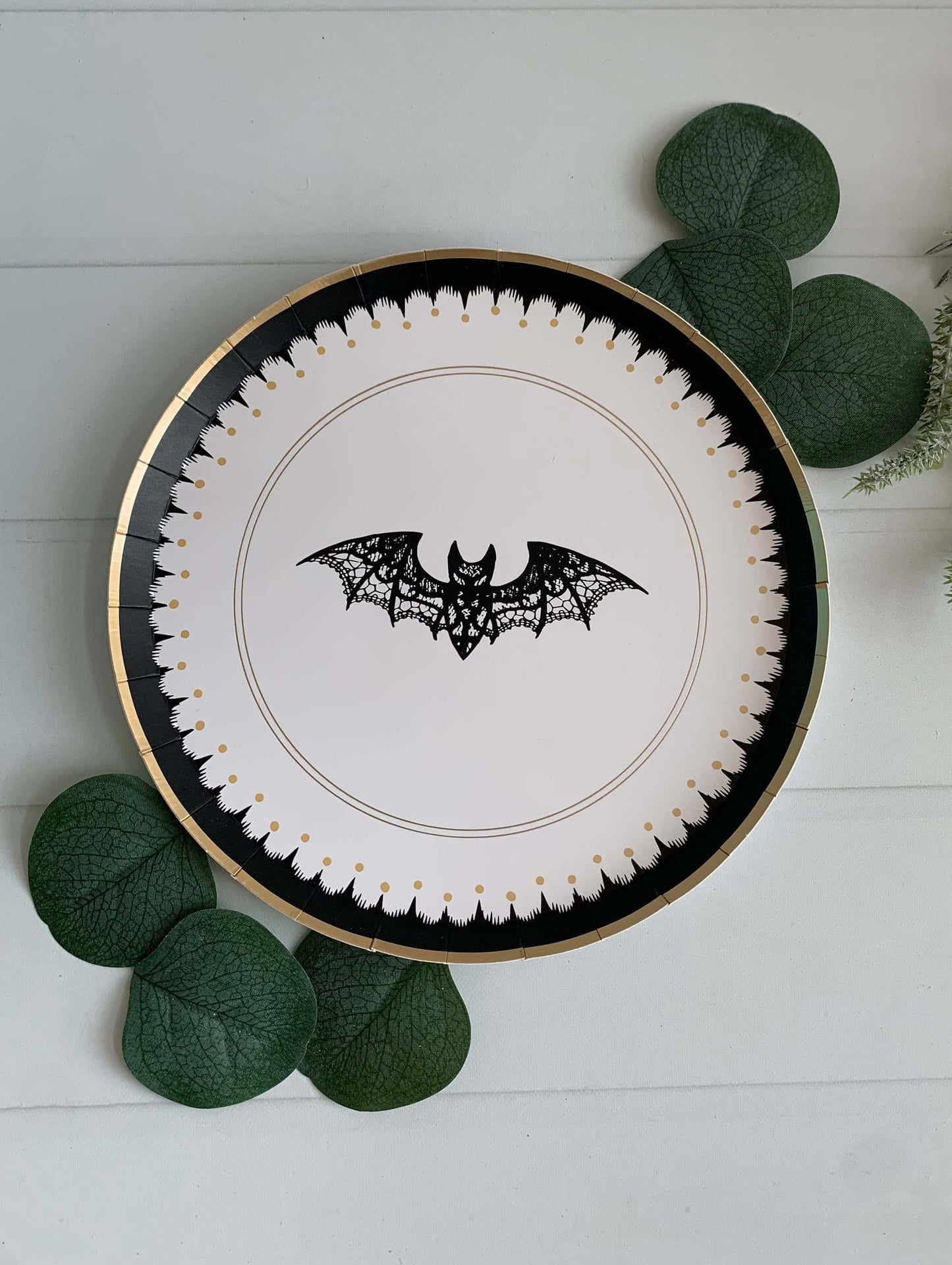 Elegant Halloween Lacy Bat Dessert Plates