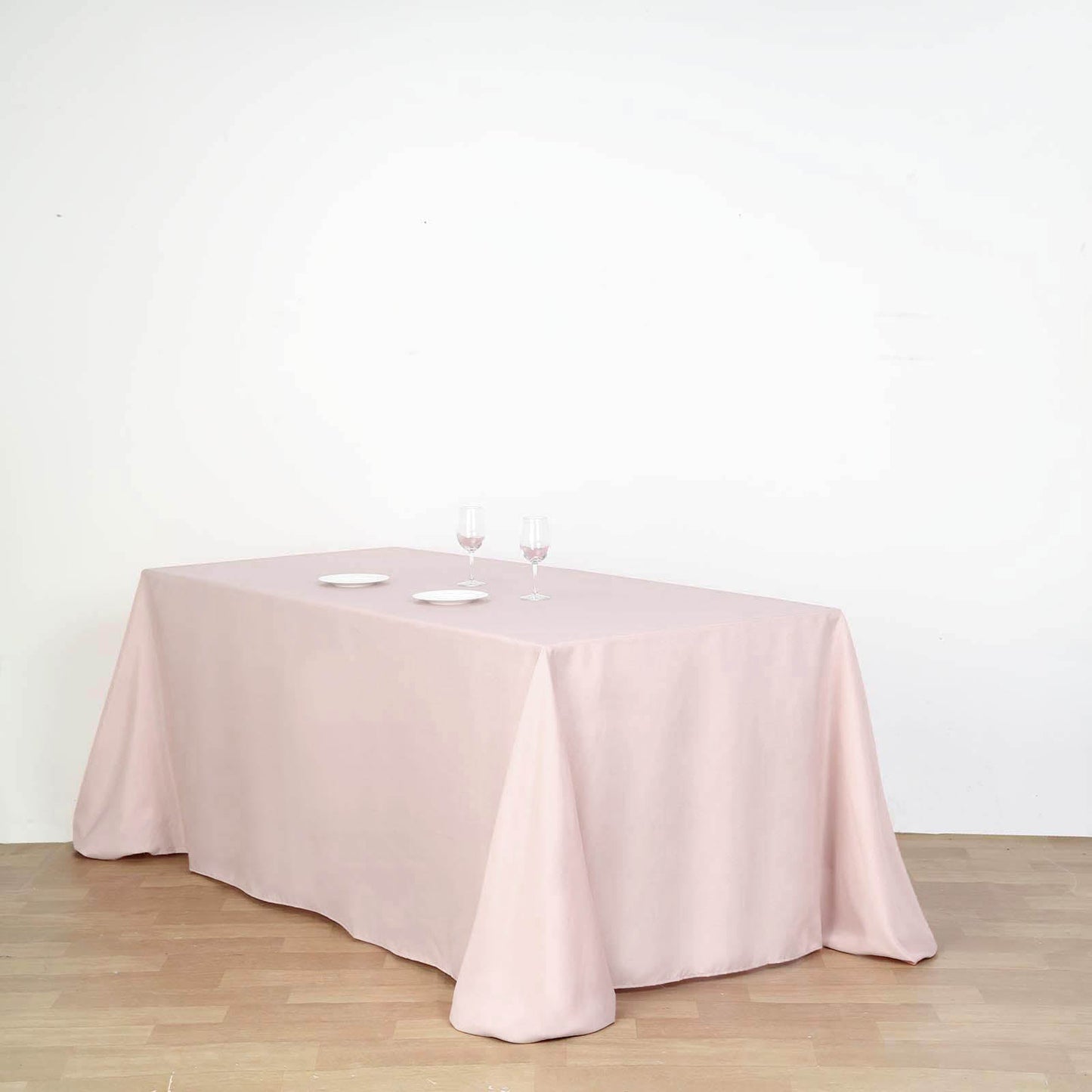 90"x132" Blush Polyester Rectangular Tablecloth