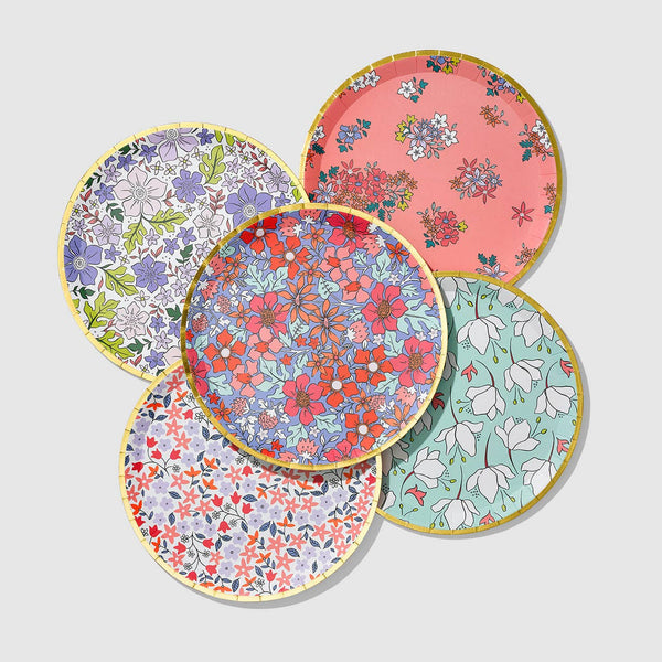 Boho Floral Paper Tea Party Plates - Large