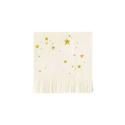 Cream and  Gold Star Cocktail Napkins