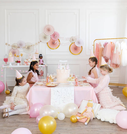 Princess Pink and Gold Party Photo Backdrop Fans