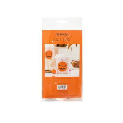 Pink Jack o Lantern & Stars Cozy To Go Cups
