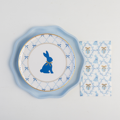 Easter Bunny Paper Dinner Napkins - Blue Eggs & Gold Bow Guest Towels Set of 20