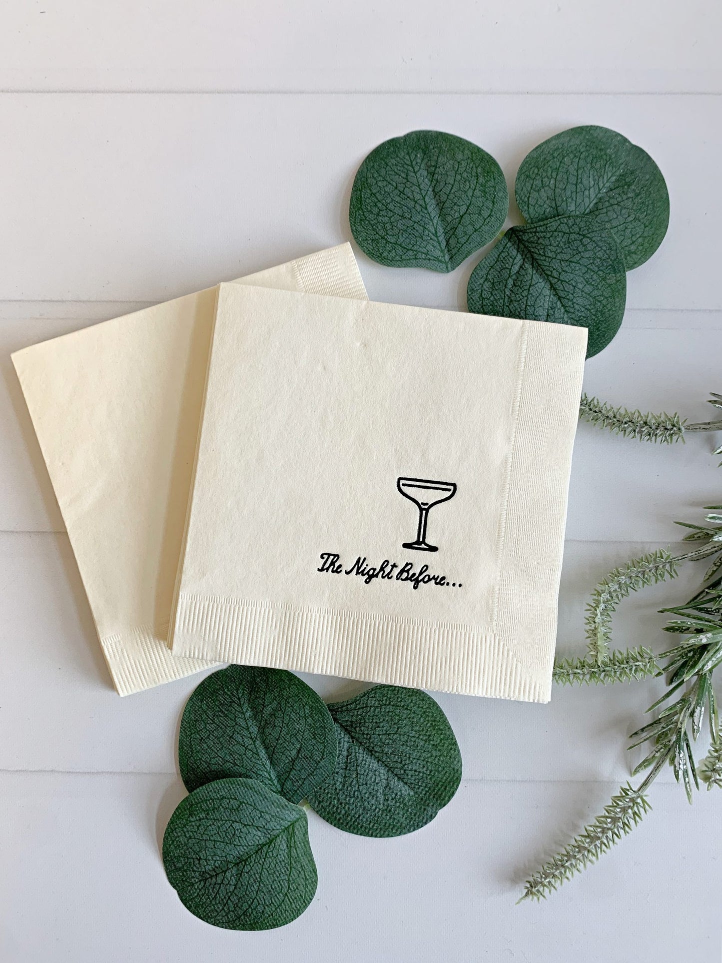 The Night Before Rehearsal Dinner Cocktail Napkins - Black on Ivory