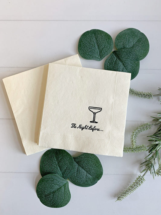 The Night Before Rehearsal Dinner Cocktail Napkins - Black on Ivory