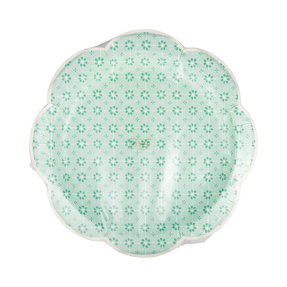 Green Wicker Patterned Dinner Plates | 11" | Set of 8 | Easter & Spring Party