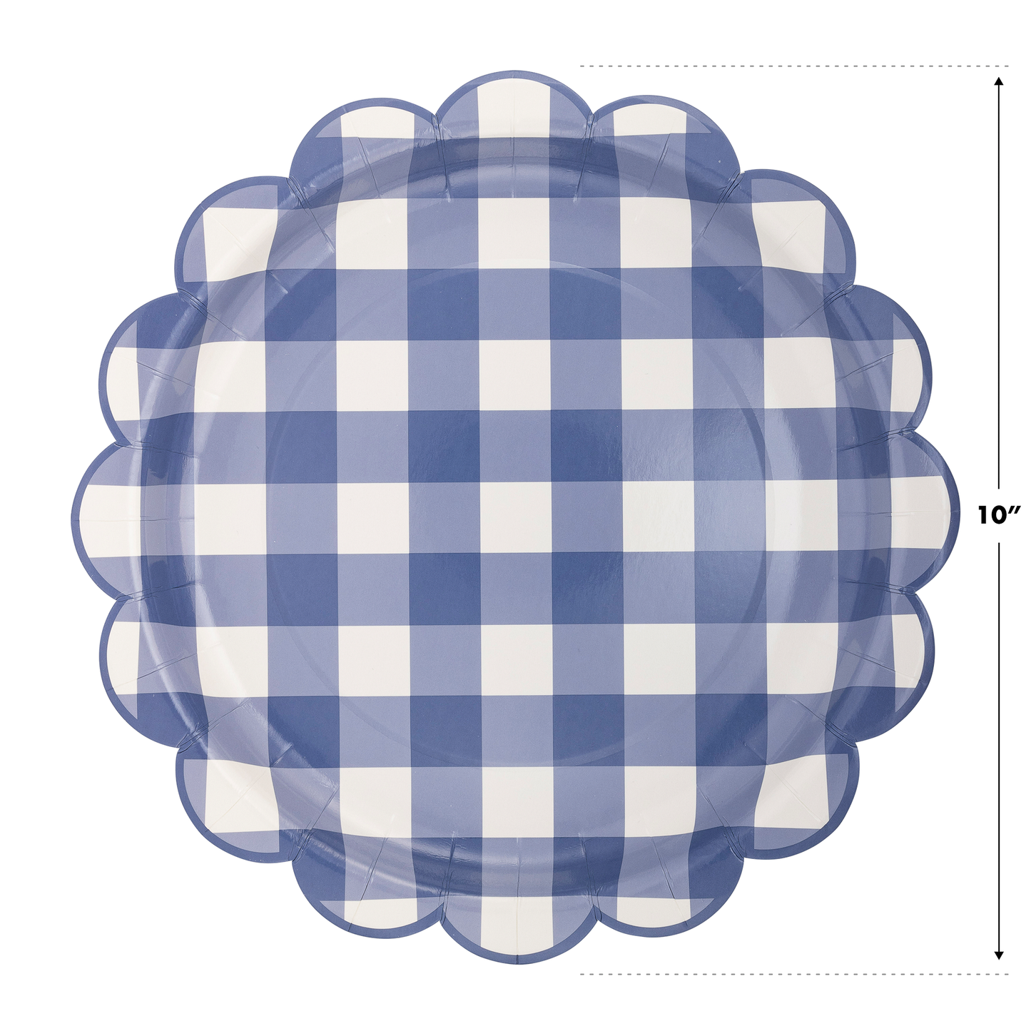 Scalloped Blue Gingham Paper Plates