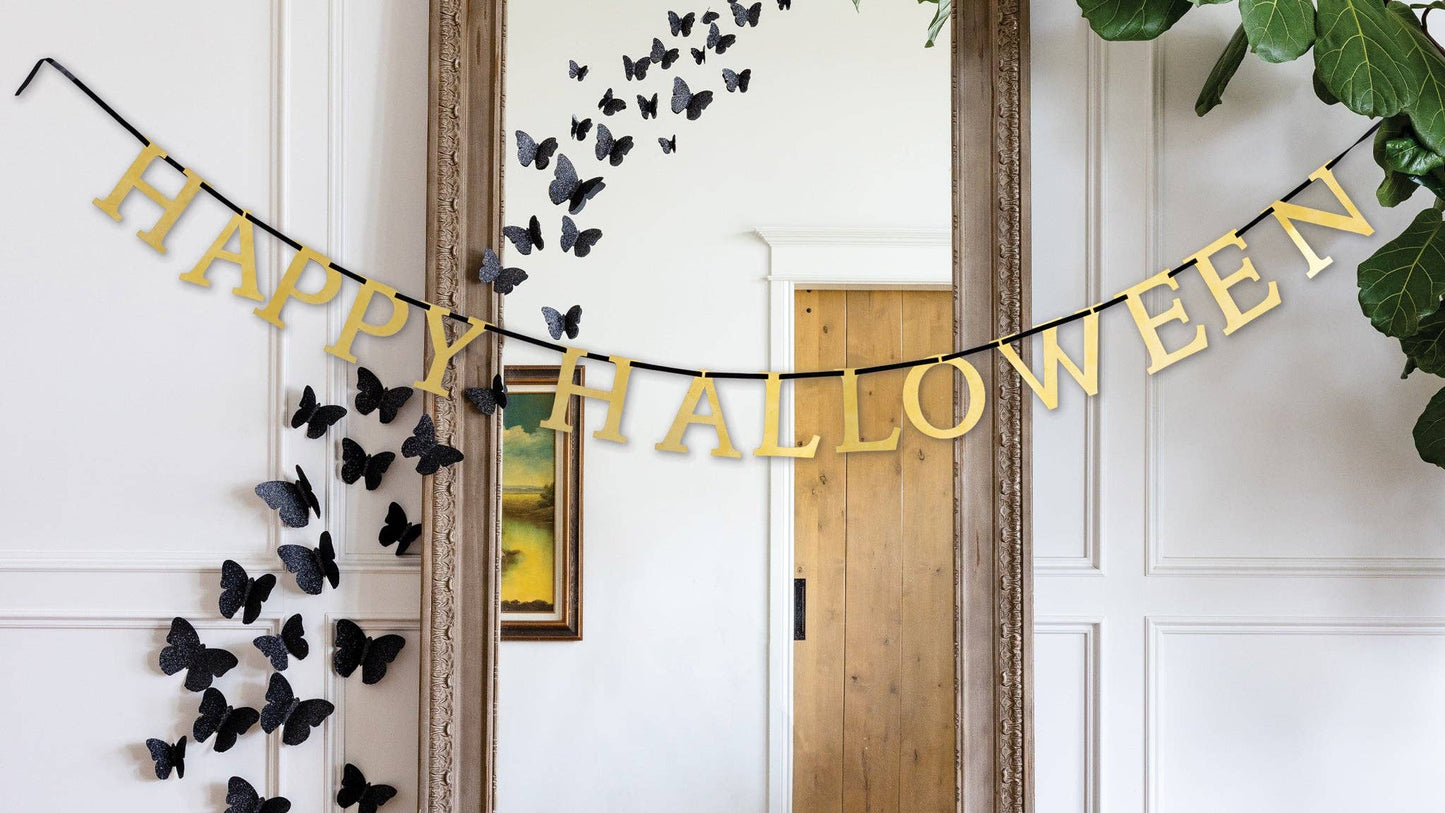 Happy Halloween Gold Metallic Banner