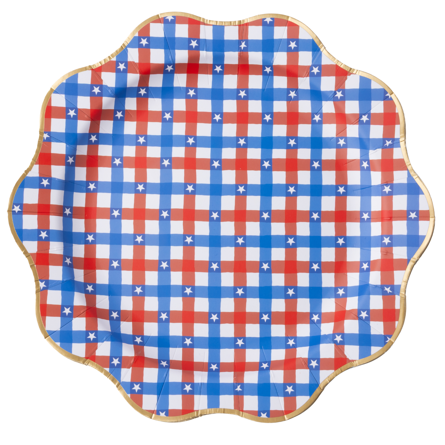 Red & Blue Gingham Star Dinner Plates | 4th of July Party Plates